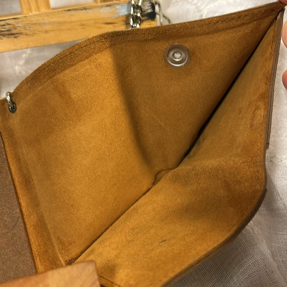NWT Rawbone handmade trifold wallet with chain